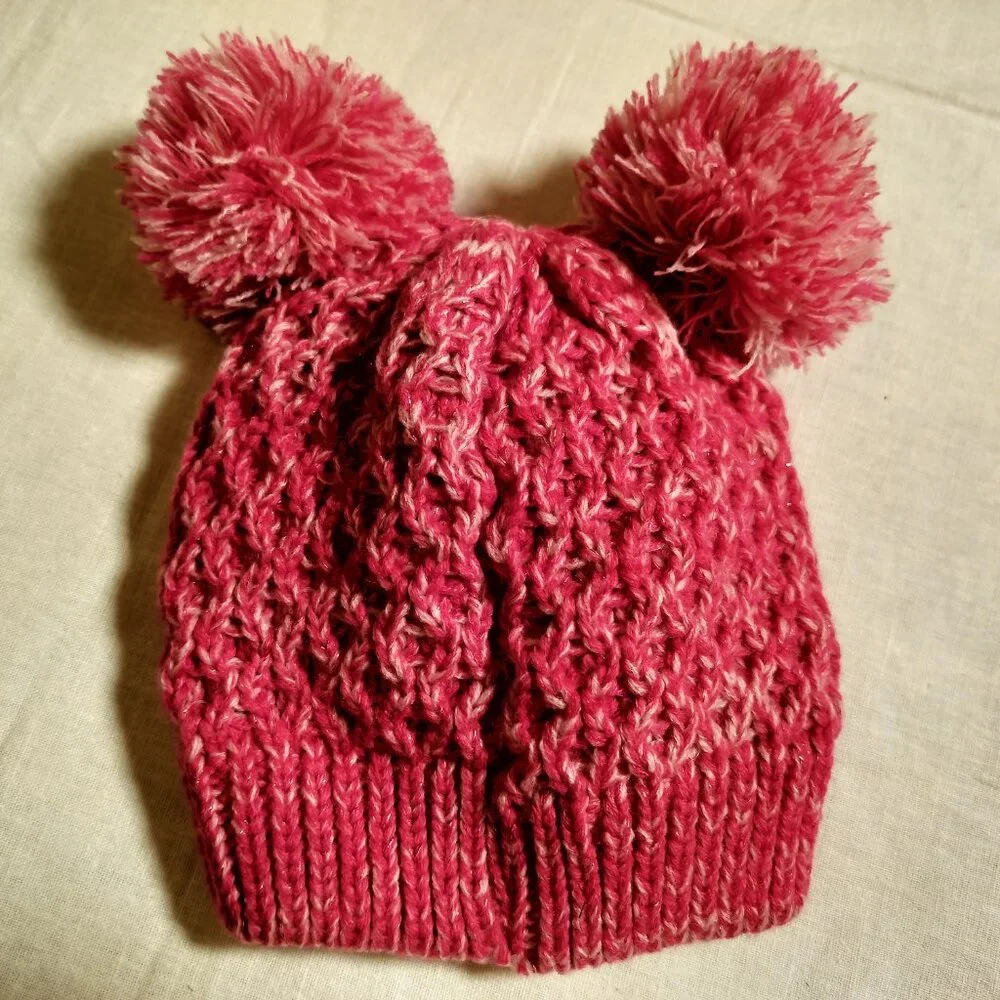 Toby Enterprises Pink Glitter Knit Hat & Mittens Set - Toddler Size 2-4 Years